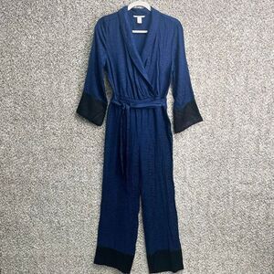 Victoria’s Secret Jumpsuit Women’s XS Blue and Black Zebra Print Long Sleeve Tie